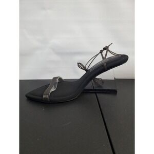 Good American Black Strappy Square Toe Sandals